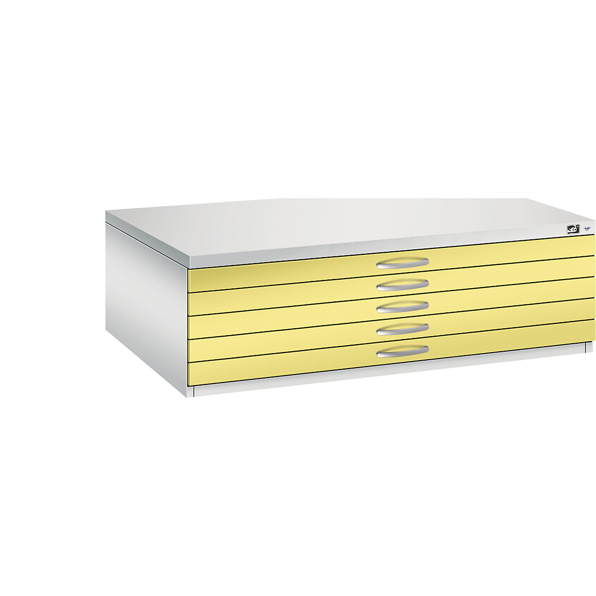 Armario para planos – C+P, DIN A0, 5 cajones, altura 420 mm, gris luminoso / amarillo azufre-16
