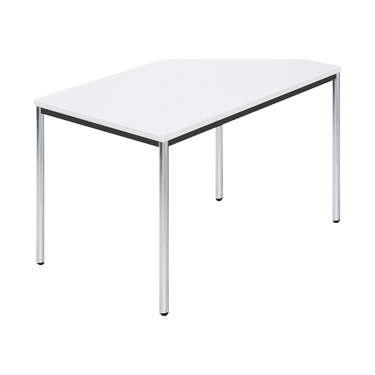 Mesa rectangular, tubo redondo cromado