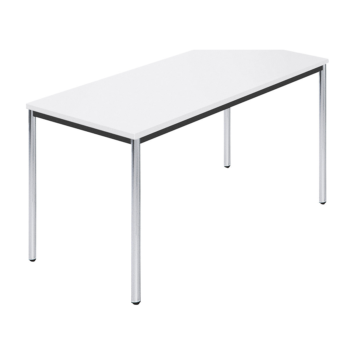 Mesa rectangular, tubo redondo cromado