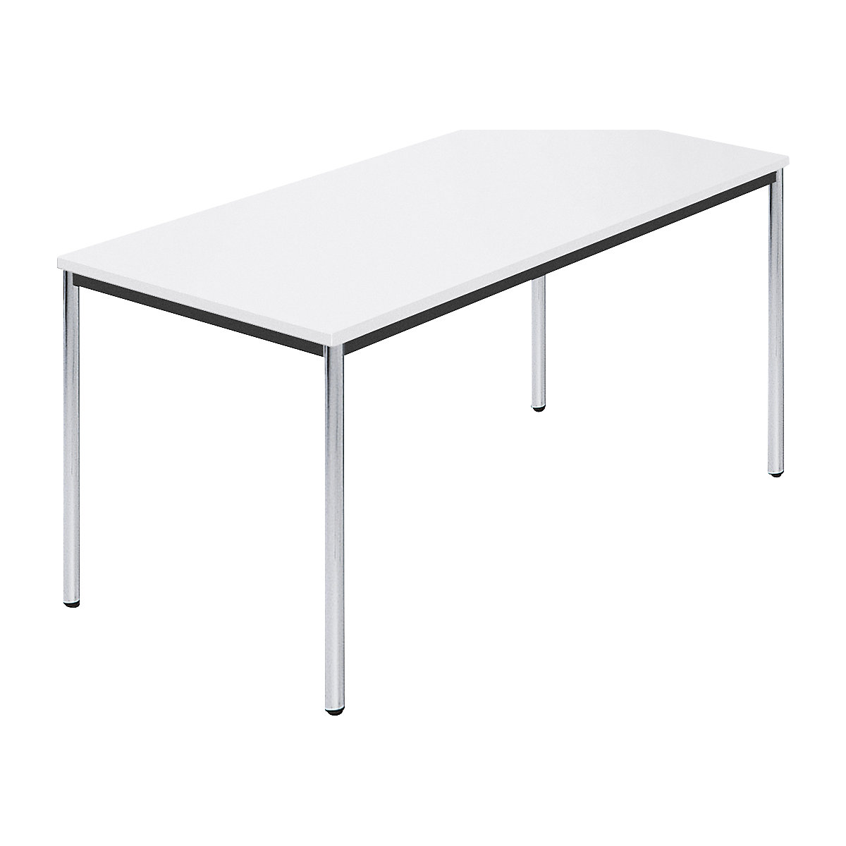 Mesa rectangular, tubo redondo cromado