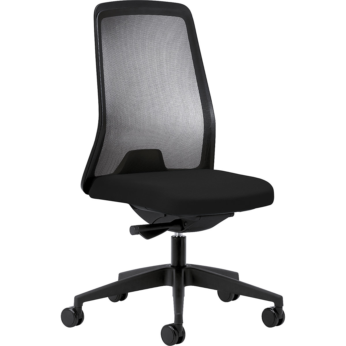 Silla giratoria ergonómica EVERY, respaldo reticulado negro - interstuhl