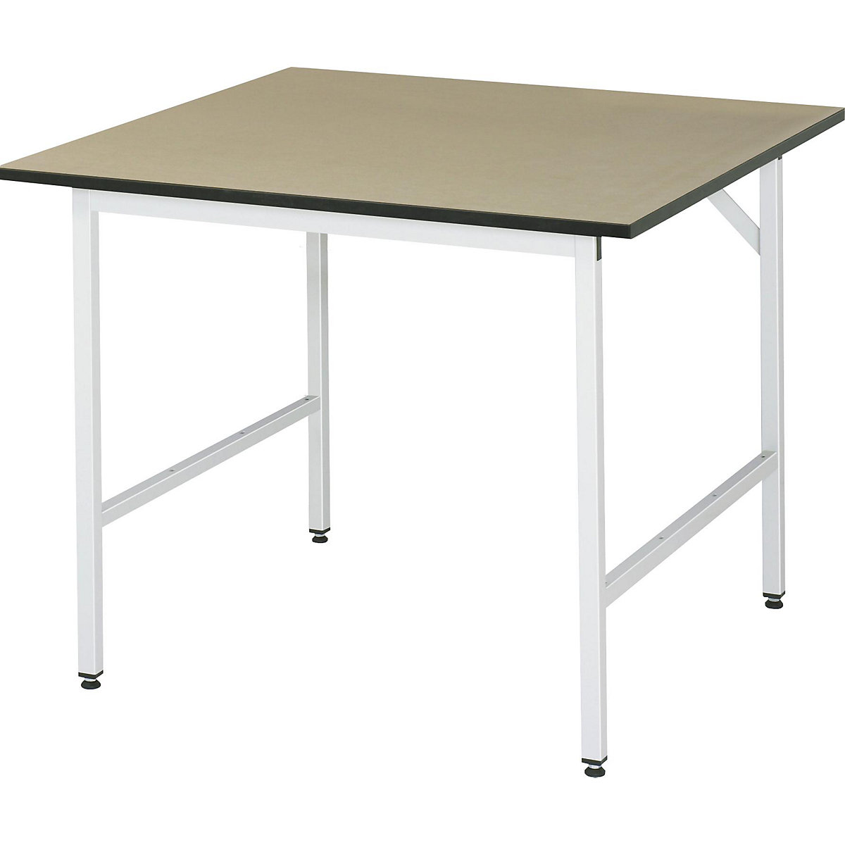 Munkaasztal, állítható magasságú – RAU, 800 – 850 mm, MDF-lap, szé x mé 1000 x 1000 mm, világosszürke-9