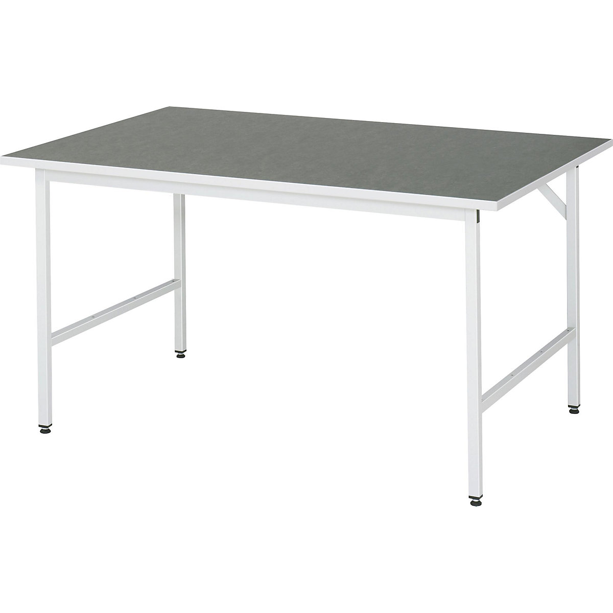 Munkaasztal, állítható magasságú – RAU, 800 – 850 mm, linóleum lap, szé x mé 1500 x 1000 mm, világosszürke-7