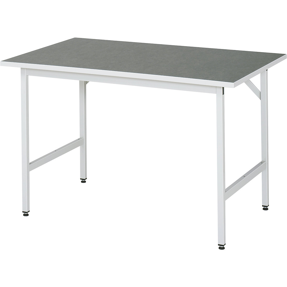 Munkaasztal, állítható magasságú – RAU, 800 – 850 mm, linóleum lap, szé x mé 1250 x 800 mm, világosszürke-9