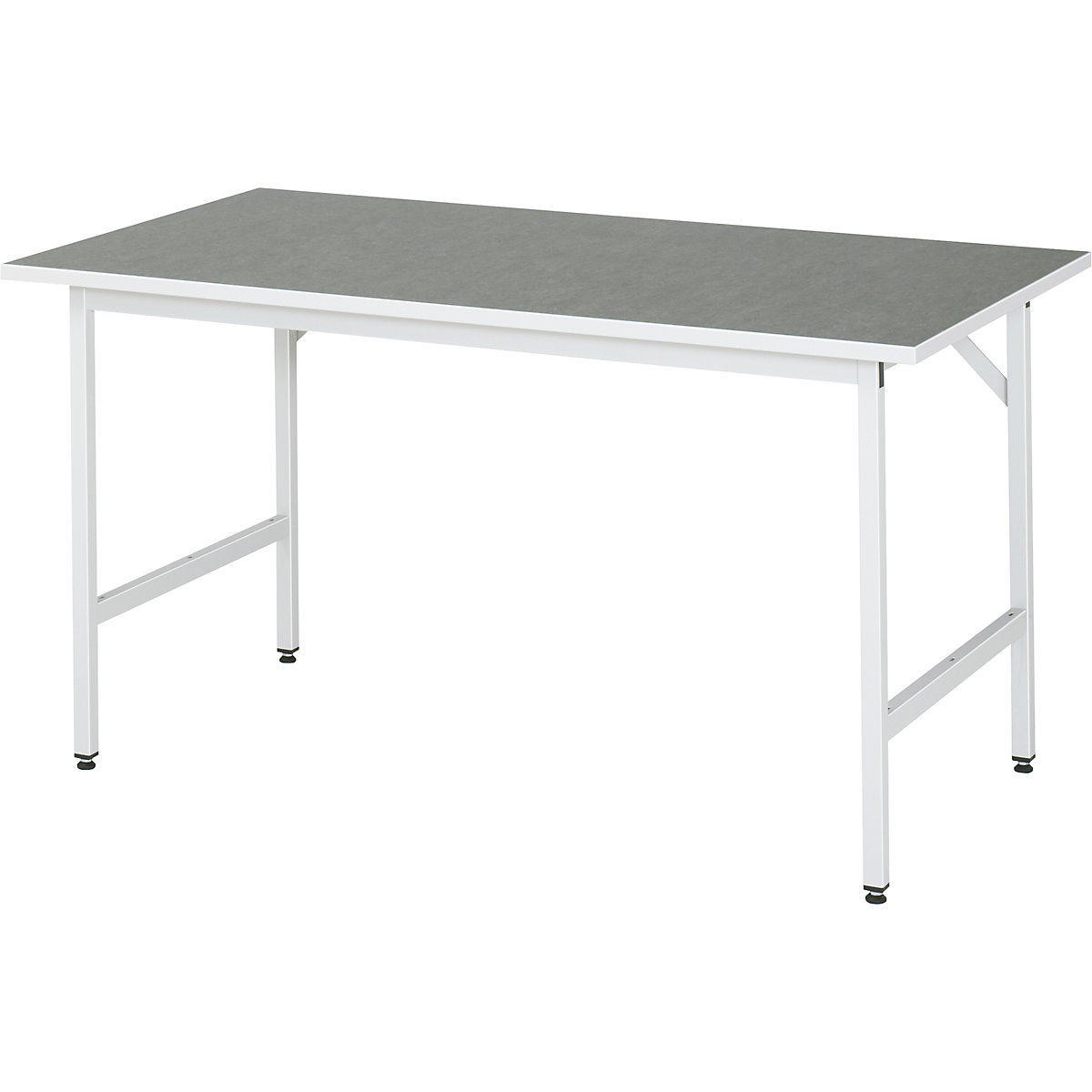 Munkaasztal, állítható magasságú – RAU, 800 – 850 mm, linóleum lap, szé x mé 1500 x 800 mm, világosszürke-8