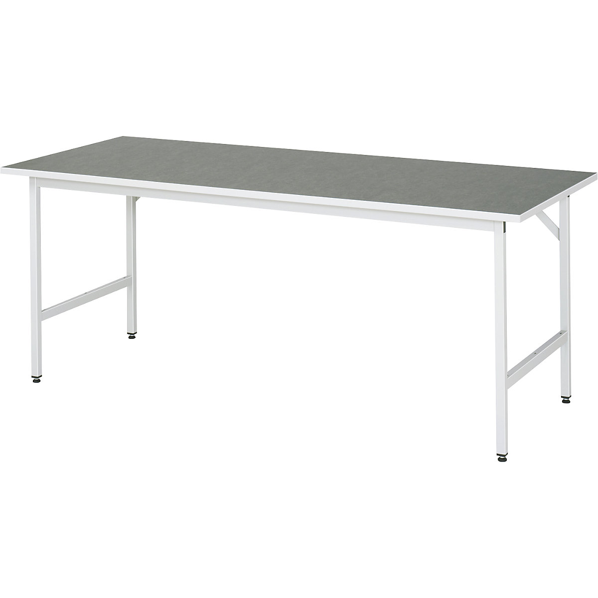 Munkaasztal, állítható magasságú – RAU, 800 – 850 mm, linóleum lap, szé x mé 2000 x 800 mm, világosszürke-12