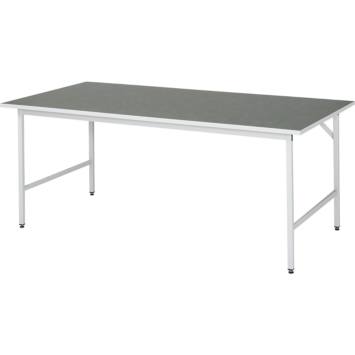 Munkaasztal, állítható magasságú – RAU, 800 – 850 mm, linóleum lap, szé x mé 2000 x 1000 mm, világosszürke-11