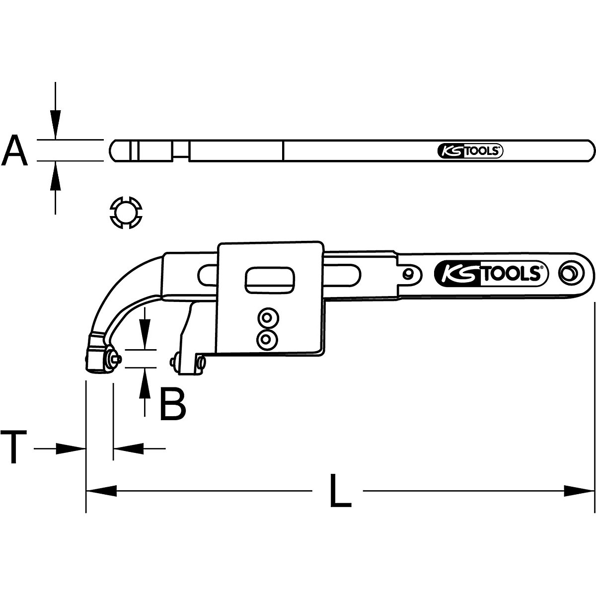 Przegubowy klucz hakowy z czopem – KS Tools (Zdjęcie produktu 2)-1
