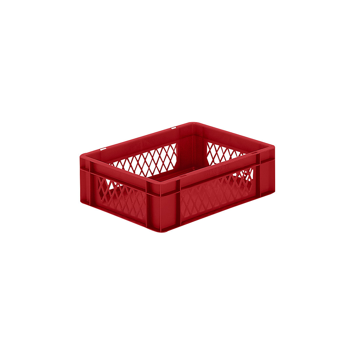 Cutie de depozitare în format Euro, pereți cu orificii, bază plină, lung. x lăț. x î. 400 x 300 x 120 mm, roșu, amb. 5 buc.-7