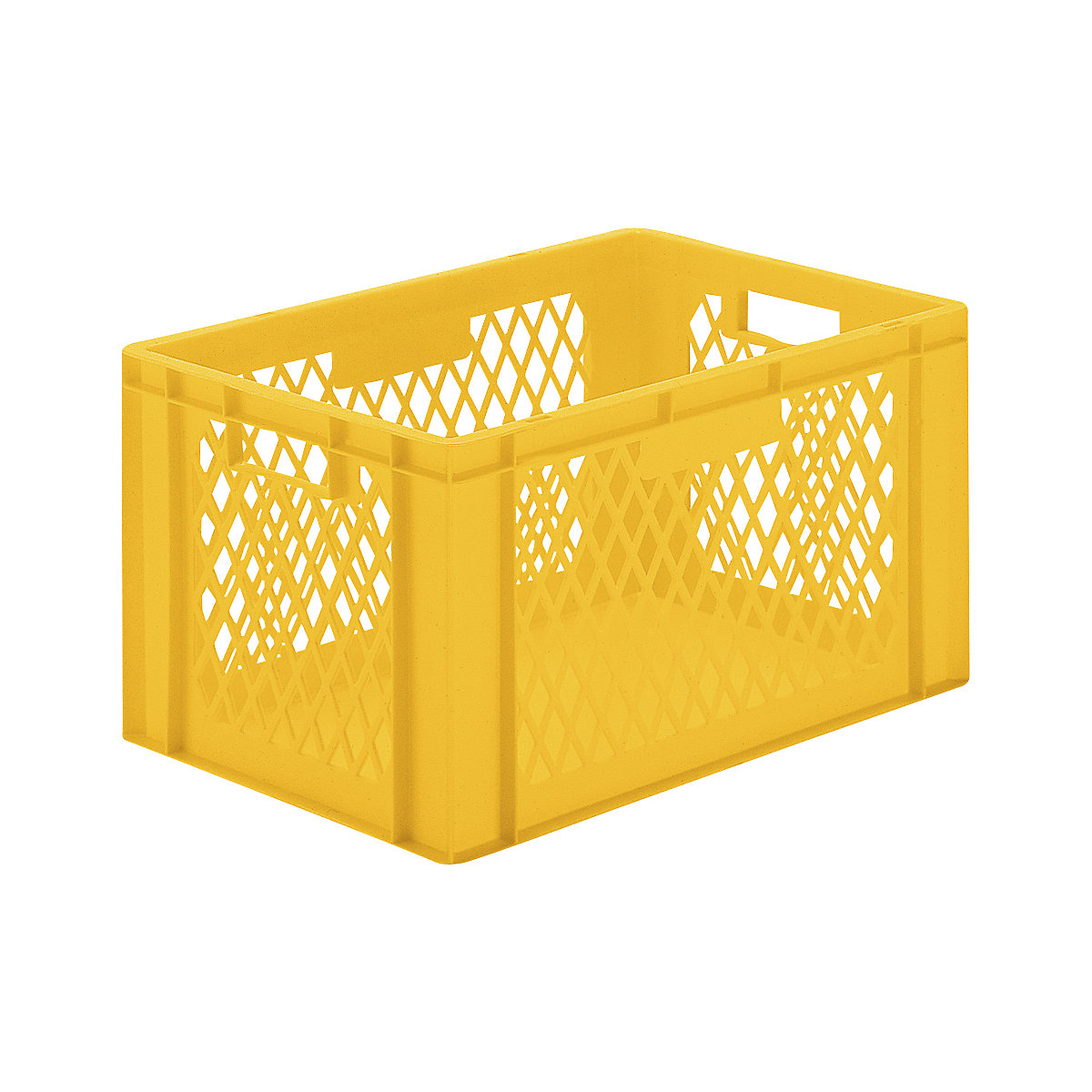 Cutie de depozitare în format Euro, pereți cu orificii, bază plină, lung. x lăț. x î. 600 x 400 x 320 mm, galben, amb. 5 buc.-7