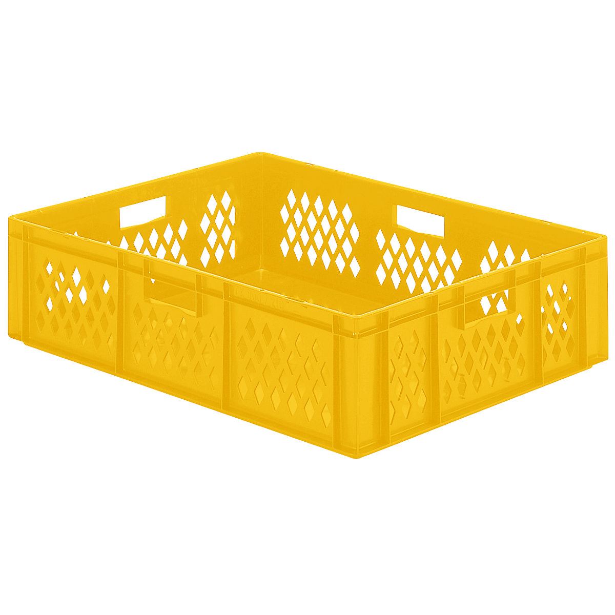 Cutie de depozitare în format Euro, pereți cu orificii, bază plină, lung. x lăț. x î. 800 x 600 x 210 mm, galben, amb. 2 buc.
