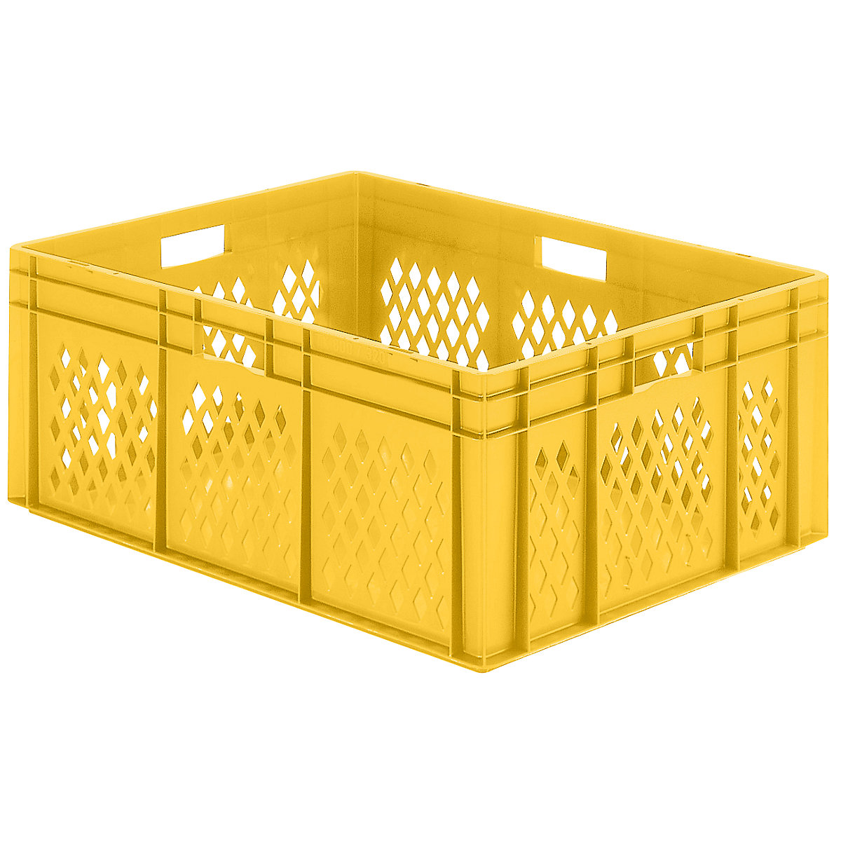 Cutie de depozitare în format Euro, pereți cu orificii, bază plină, lung. x lăț. x î. 800 x 600 x 320 mm, galben, amb. 2 buc.