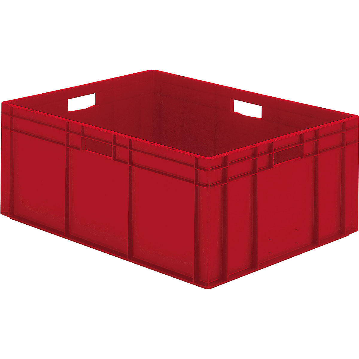 Cutie de depozitare în format Euro, pereții și baza pline, lung. x lăț. x î. 800 x 600 x 320 mm, roșu, amb. 2 buc.