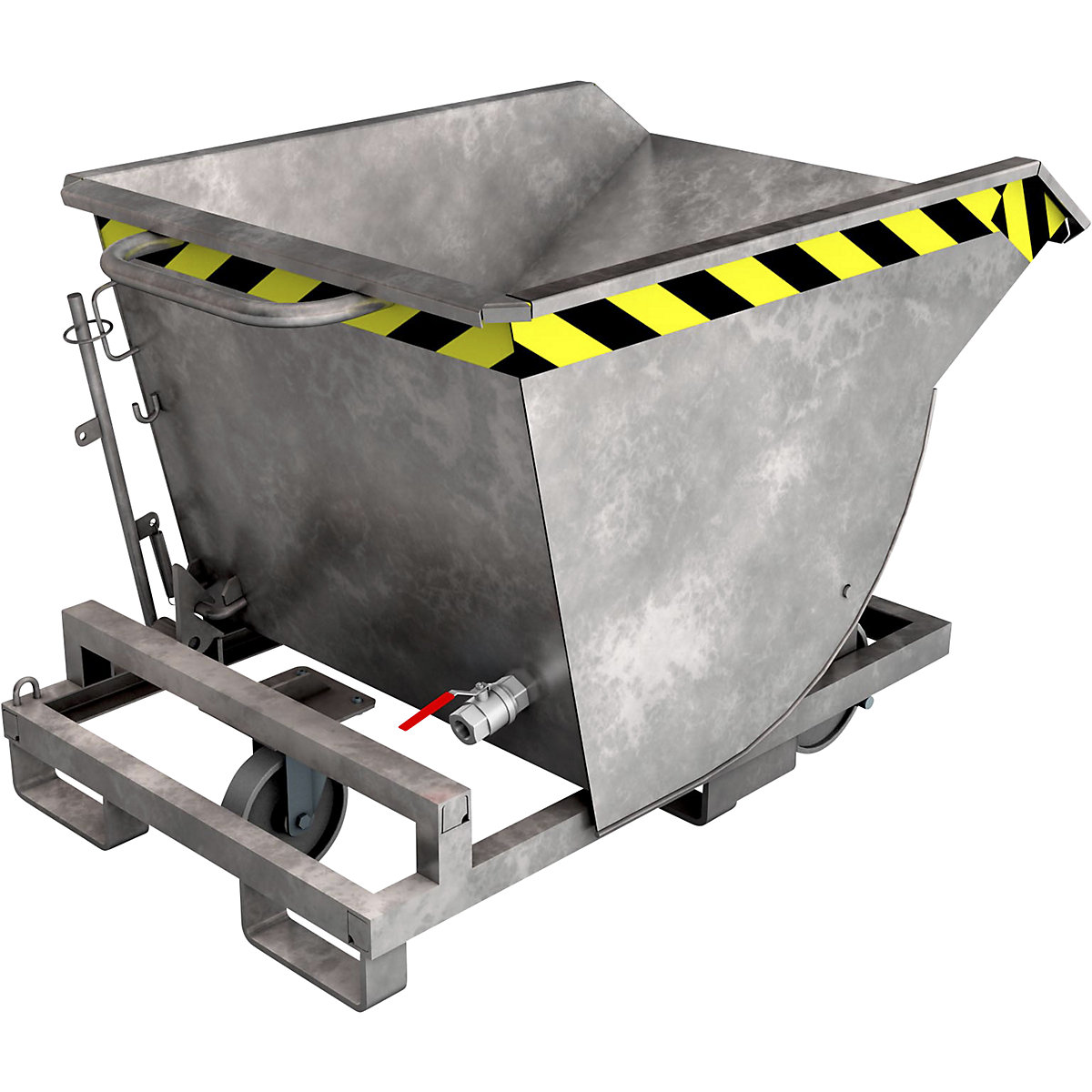 Recipient basculant pentru șpanuri, cu roți din poliamidă – eurokraft pro, volum 0,3 m³, zincată la cald conform EN ISO 1461-5