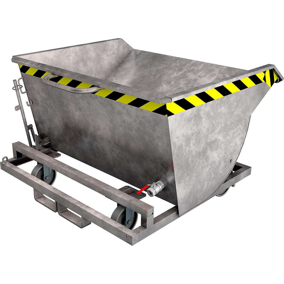Recipient basculant pentru șpanuri, cu roți din poliamidă – eurokraft pro, volum 0,5 m³, zincată la cald conform EN ISO 1461-2