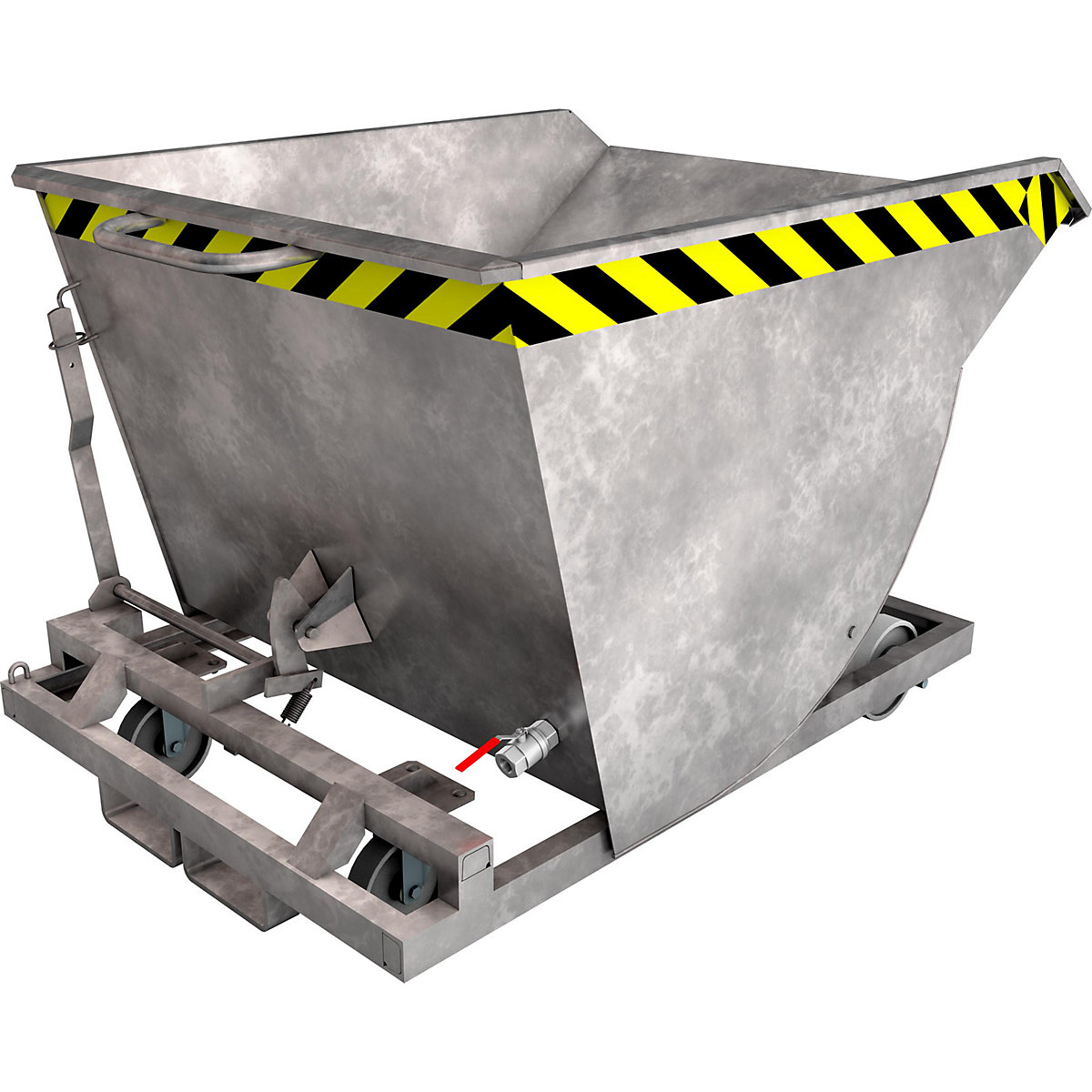 Recipient basculant pentru șpanuri, cu roți din poliamidă – eurokraft pro, volum 0,75 m³, zincată la cald conform EN ISO 1461-4