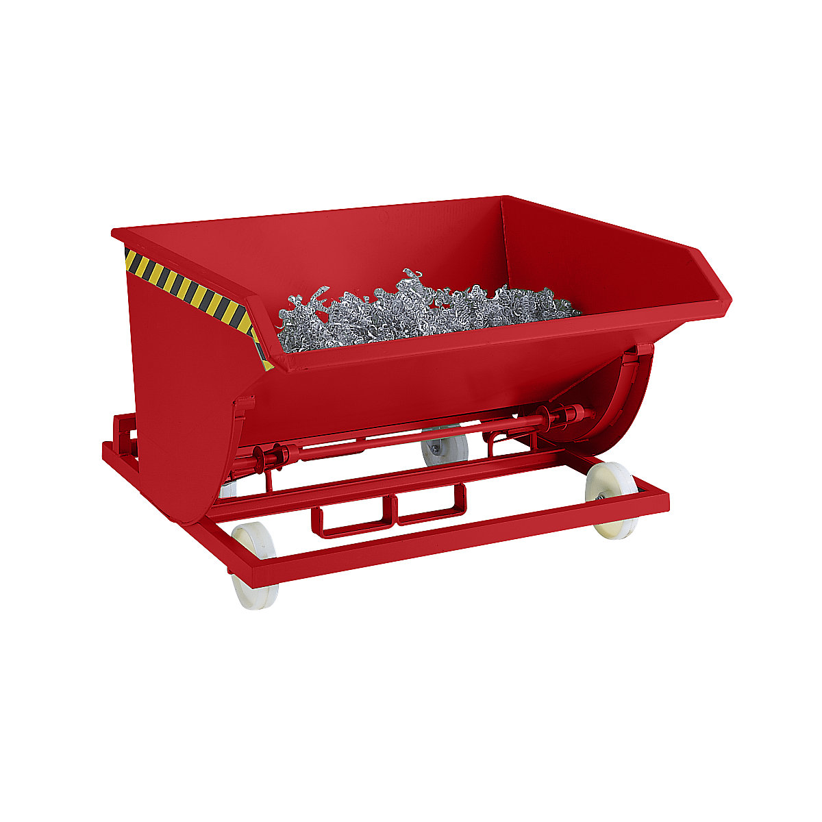 Recipient basculant pentru șpanuri, cu roți din poliamidă – eurokraft pro, volum 0,3 m³, roșu aprins-3
