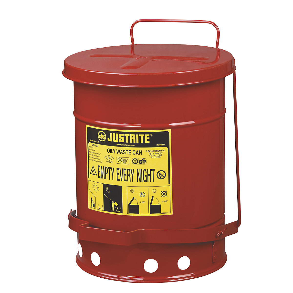 Bezpieczny pojemnik na odpady z blachy stalowej - Justrite