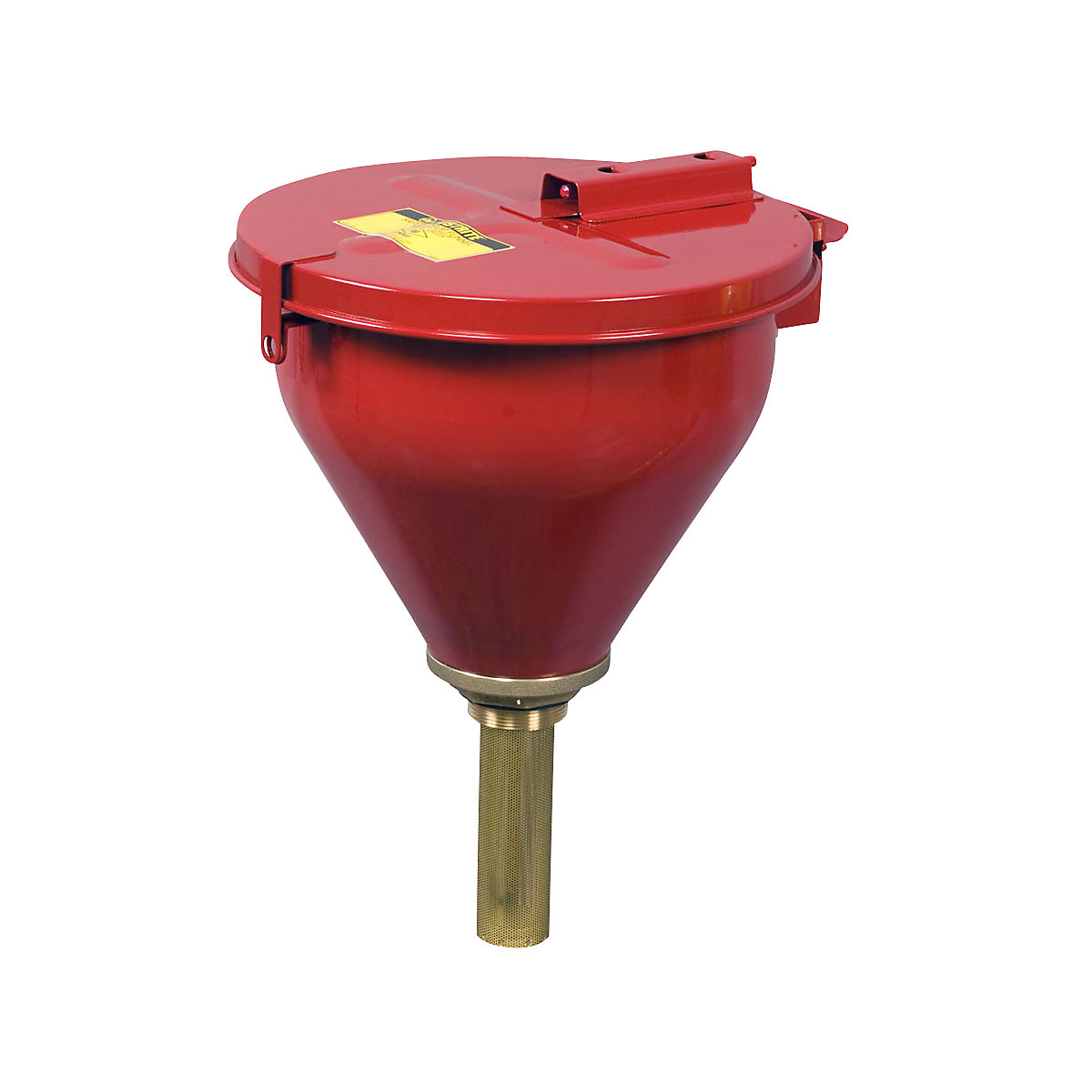 Justrite – Bezpieczny lejek do beczek, wys. x Ø 254 x 273 mm, blacha stalowa, ocynkowany i lakierowany proszkowo na kolor czerwony