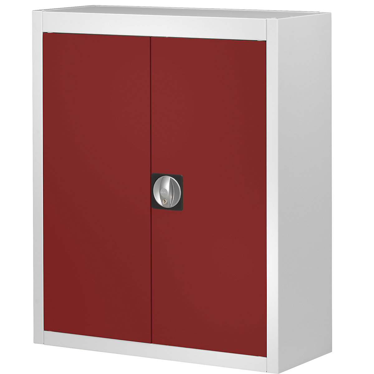 Skladová skriňa bez prepraviek s viditeľným obsahom – mauser, v x š x h 820 x 680 x 280 mm, dvojfarebná, korpus šedý, dvere červené-5