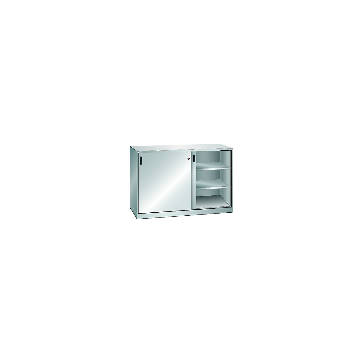 Skriňa s posuvnými dverami – LISTA, v x š 1000 x 1500 mm, deliaca stena, hĺbka 500 mm, svetlošedá RAL 7035