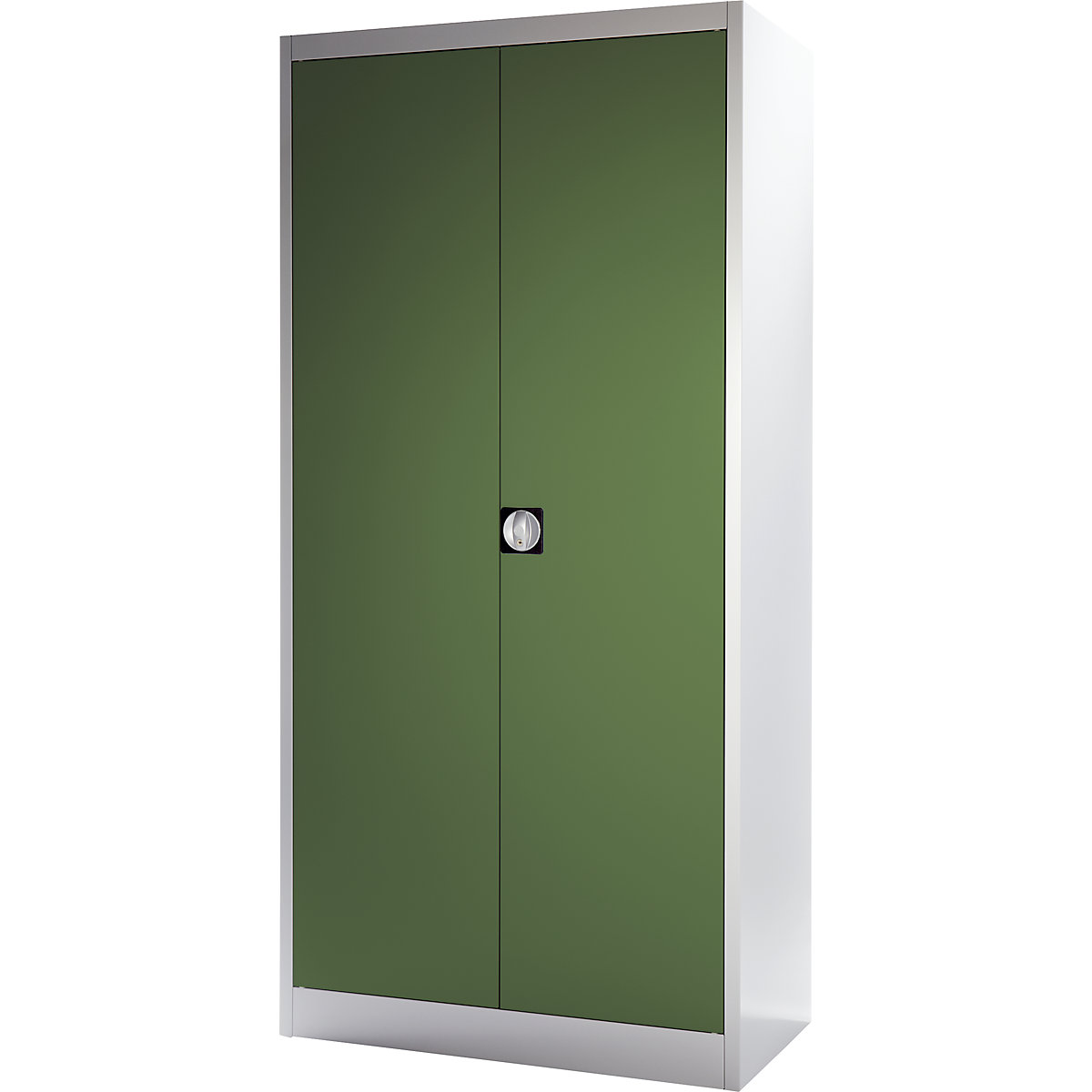 Skříň s otočnými dveřmi pro velká zatížení – mauser, v x š 1950 x 950 mm, hloubka 420 mm, světlá šedá/rezedová zelená-5