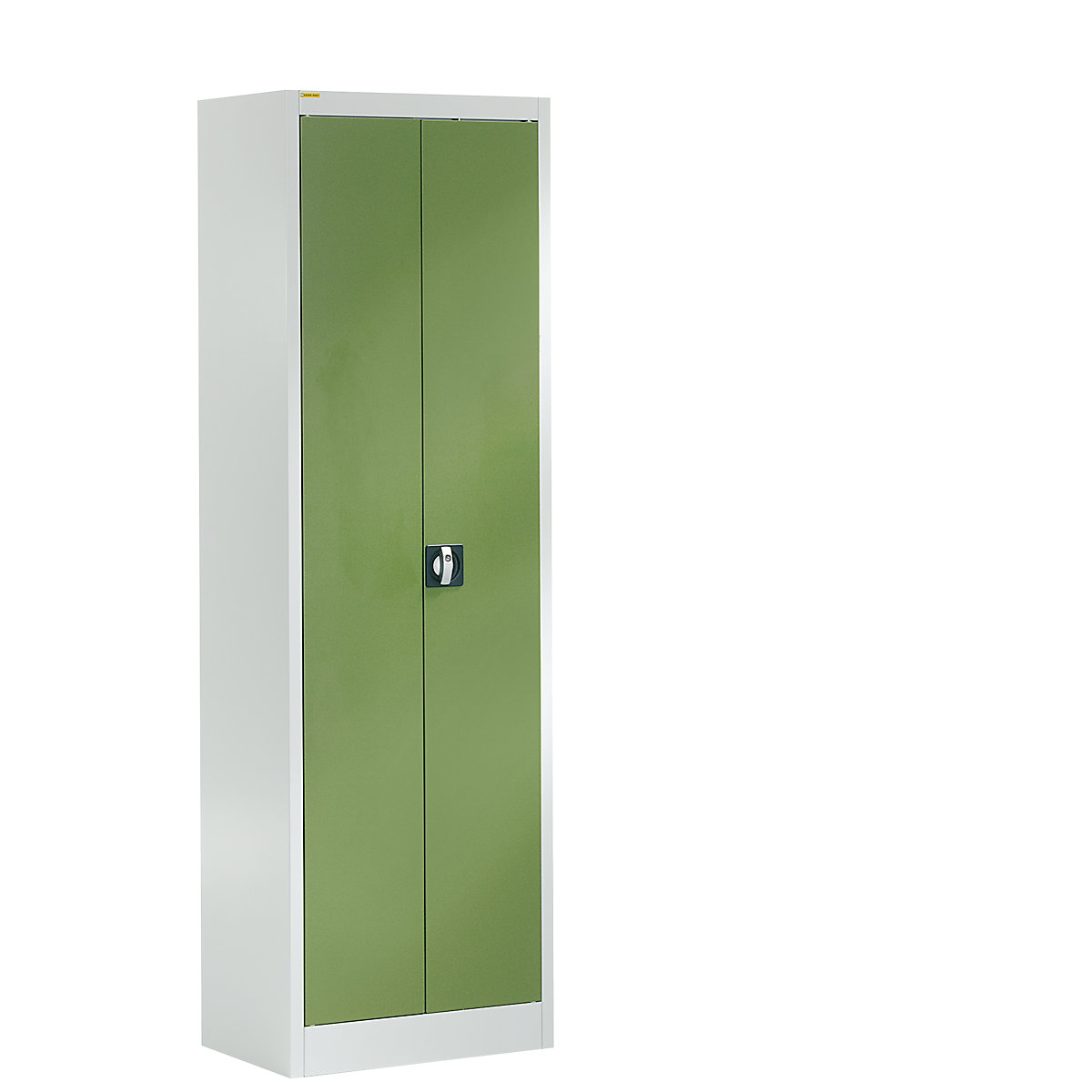 Skladová skříň, v x š 1950 x 600 mm – mauser, hloubka 420 mm, plášť světle šedá, dveře rezedově zelená-7