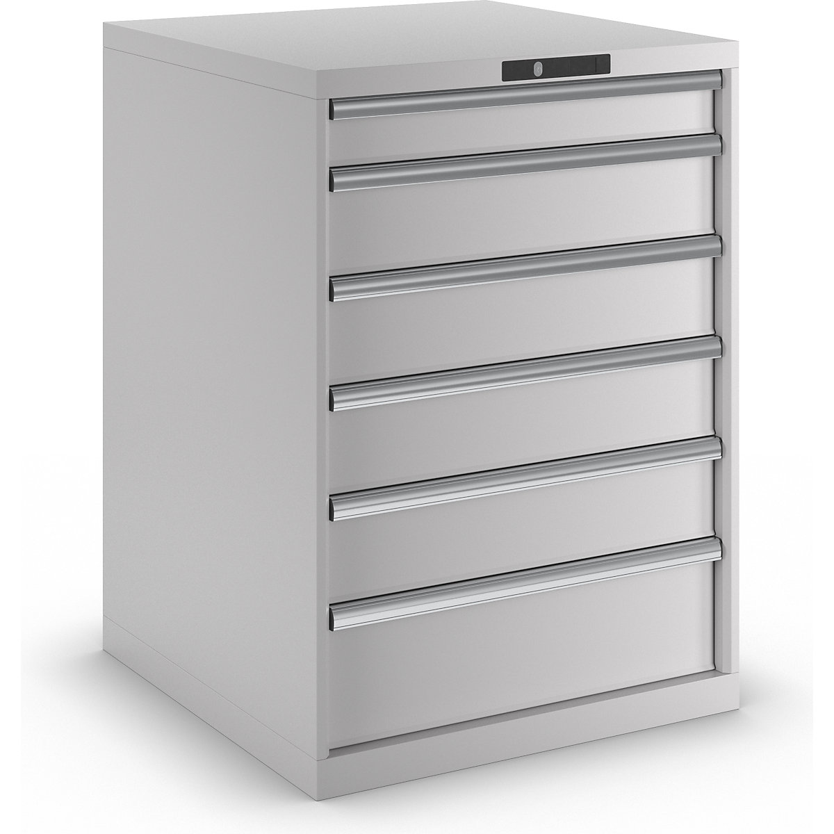 Zásuvková skříň, ocelový plech – LISTA, v x š 1000 x 717 mm, 6 zásuvek, světle šedá-10