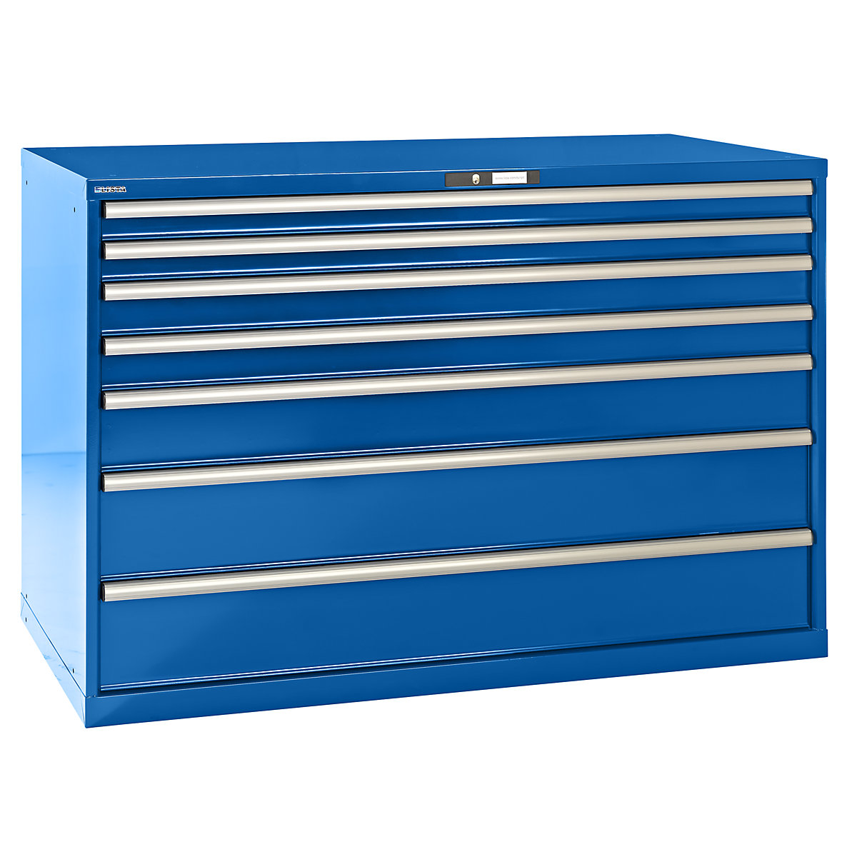Zásuvková skříň, ocelový plech – LISTA, v x š 1000 x 1431 mm, 7 zásuvek, nosnost 200 kg, světle modrá-8