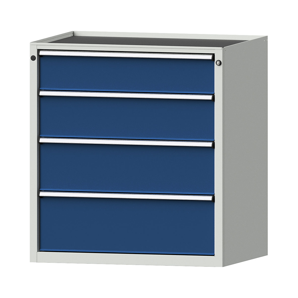 Zásuvková skříň – ANKE, š x h 910 x 675 mm, nosnost zásuvky 200 kg, 4 zásuvky, výška 980 mm, čelo hořcově modré