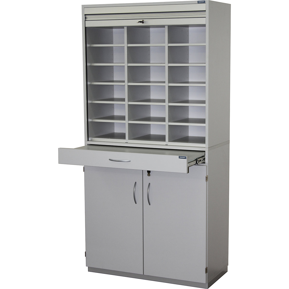 Sorting cupboard with roller shutter and add-on drawer unit – eurokraft pro (Product illustration 3)-2