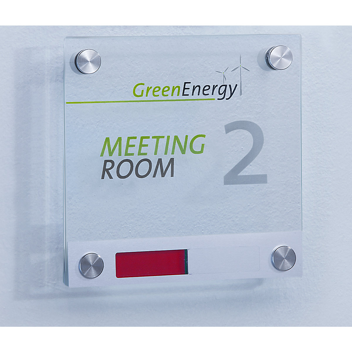 Door sign made of single pane safety glass