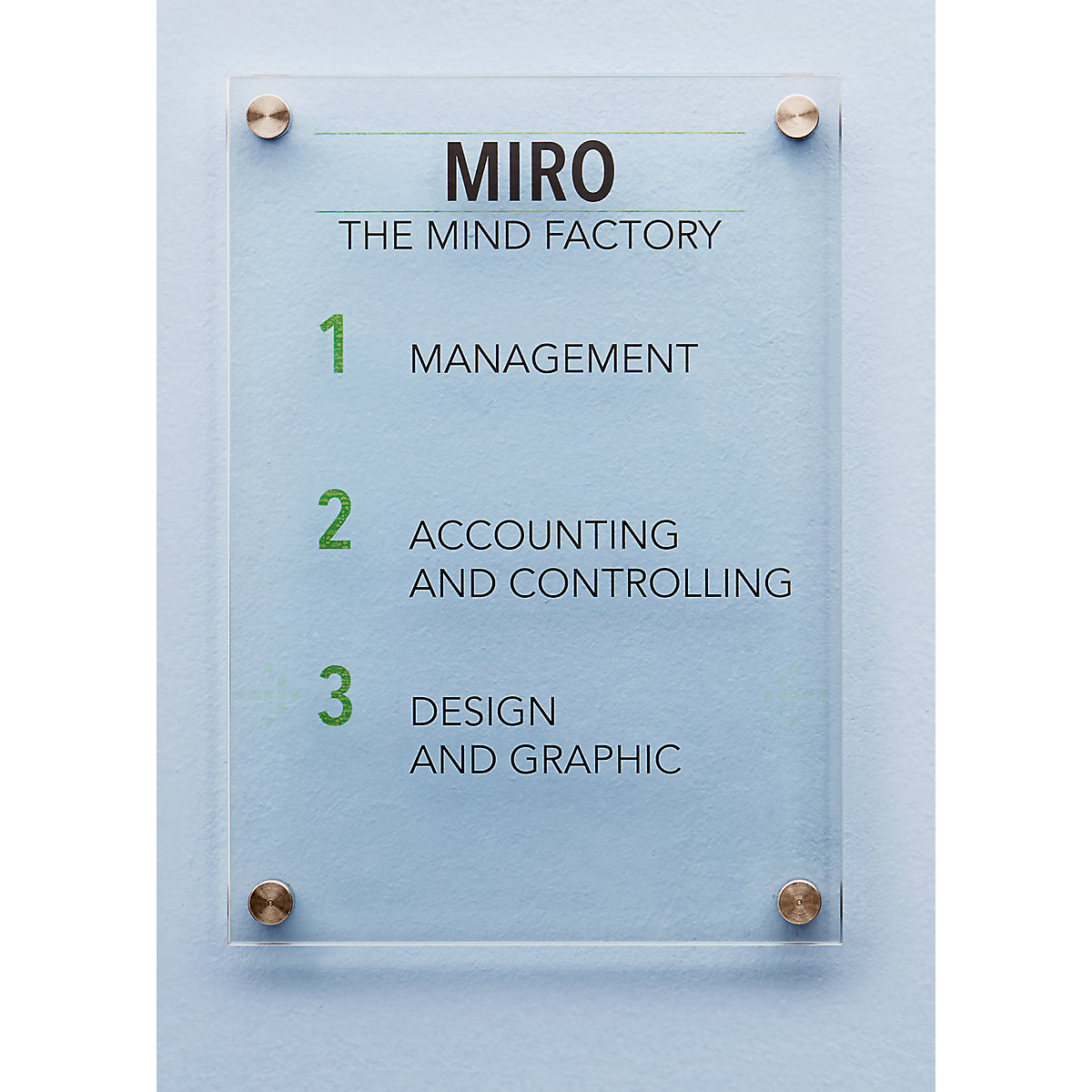 Door sign made of single pane safety glass