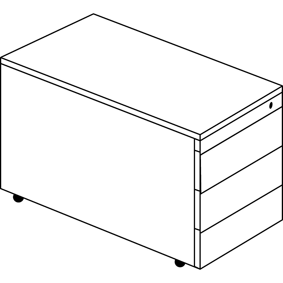 Drawer pedestal with castors – mauser (Product illustration 2)-1