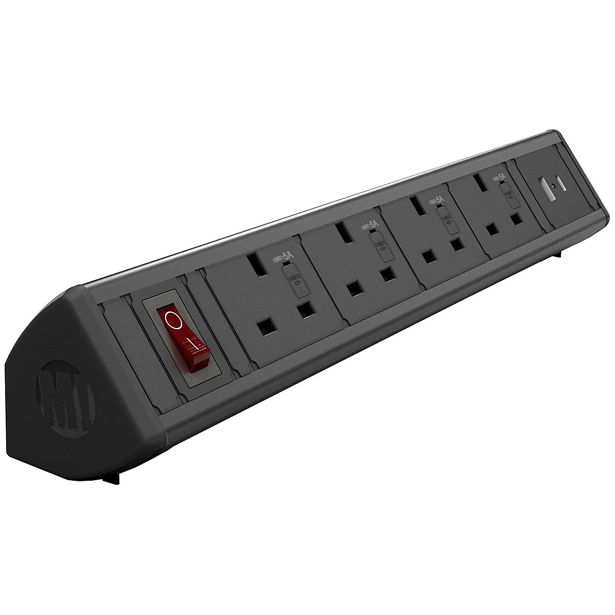Desktop Power Module with 2 Power Sockets with 1 USB A and 1 USB C Fast Charge Sockets, Desktop Power Module with 2 Power Sockets with 1 USB A and 1 USB C Fast Charge Sockets, Desktop Power Module with 4 Power Sockets with 1 USB A and 1 USB C Fast Charge Sockets  | 2 metres | Black-3