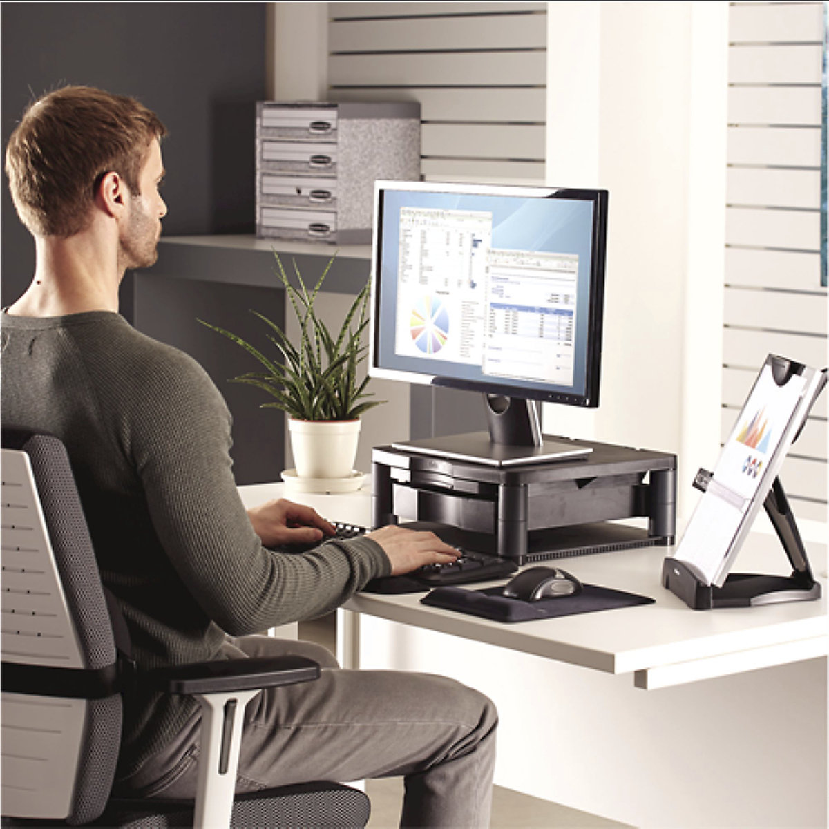 Fellowes Graphite Premium Monitor Riser Plus (Product illustration 6)-5