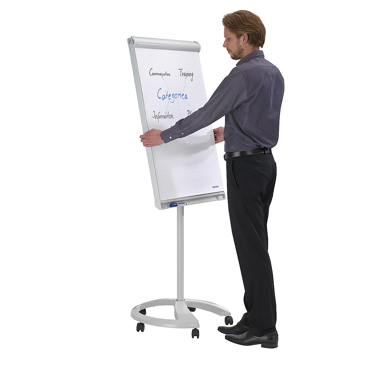 Magnetic Dry Wipe Mobile Flipchart Deluxe (Product illustration 2)-1