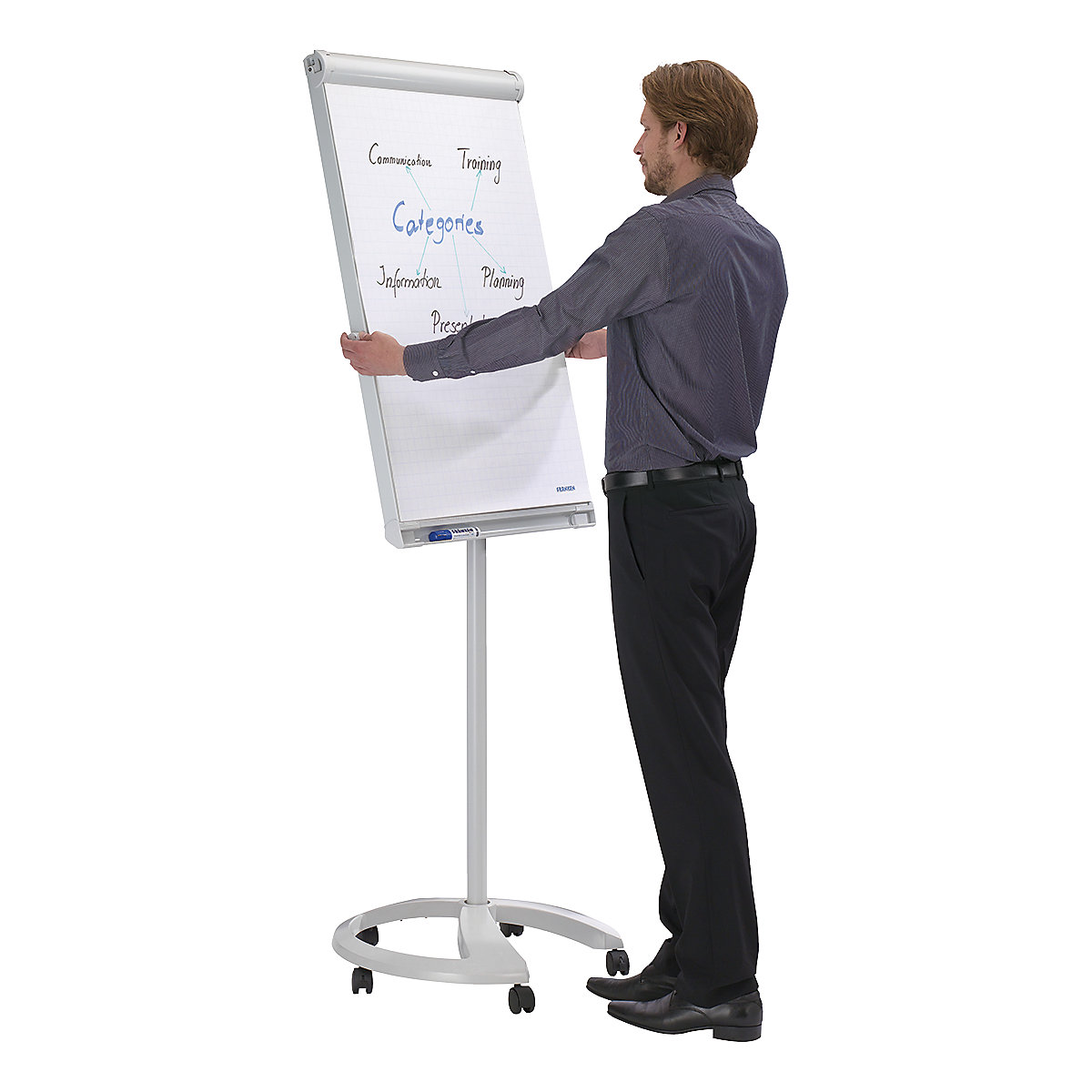 Magnetic Dry Wipe Mobile Flipchart Deluxe (Product illustration 3)-2