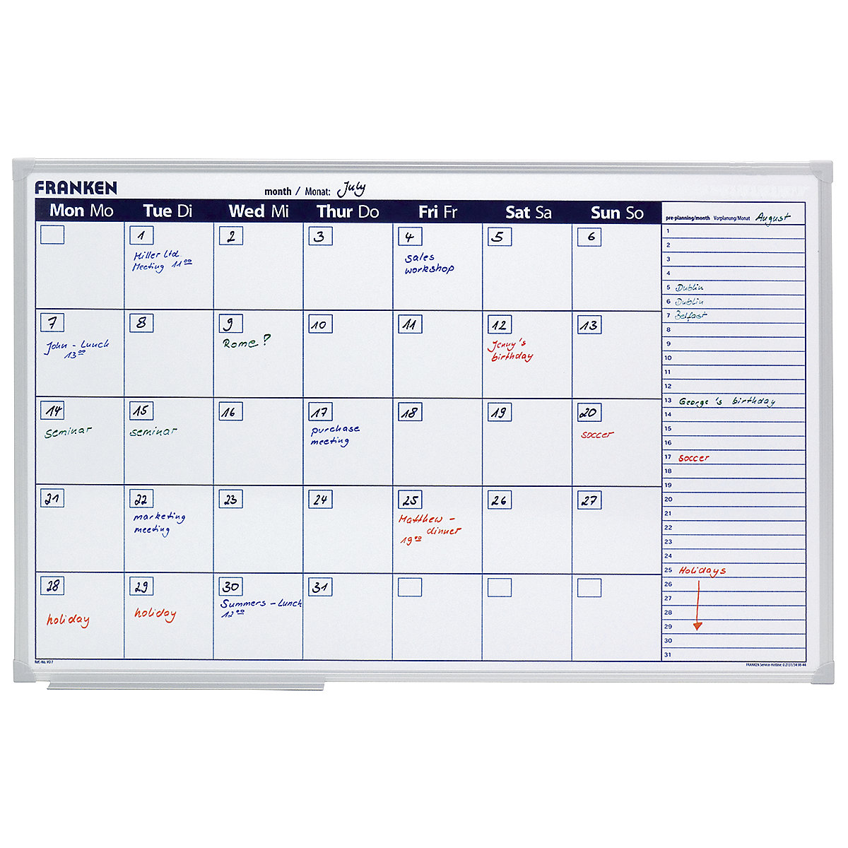 Monthly Planner Whiteboard