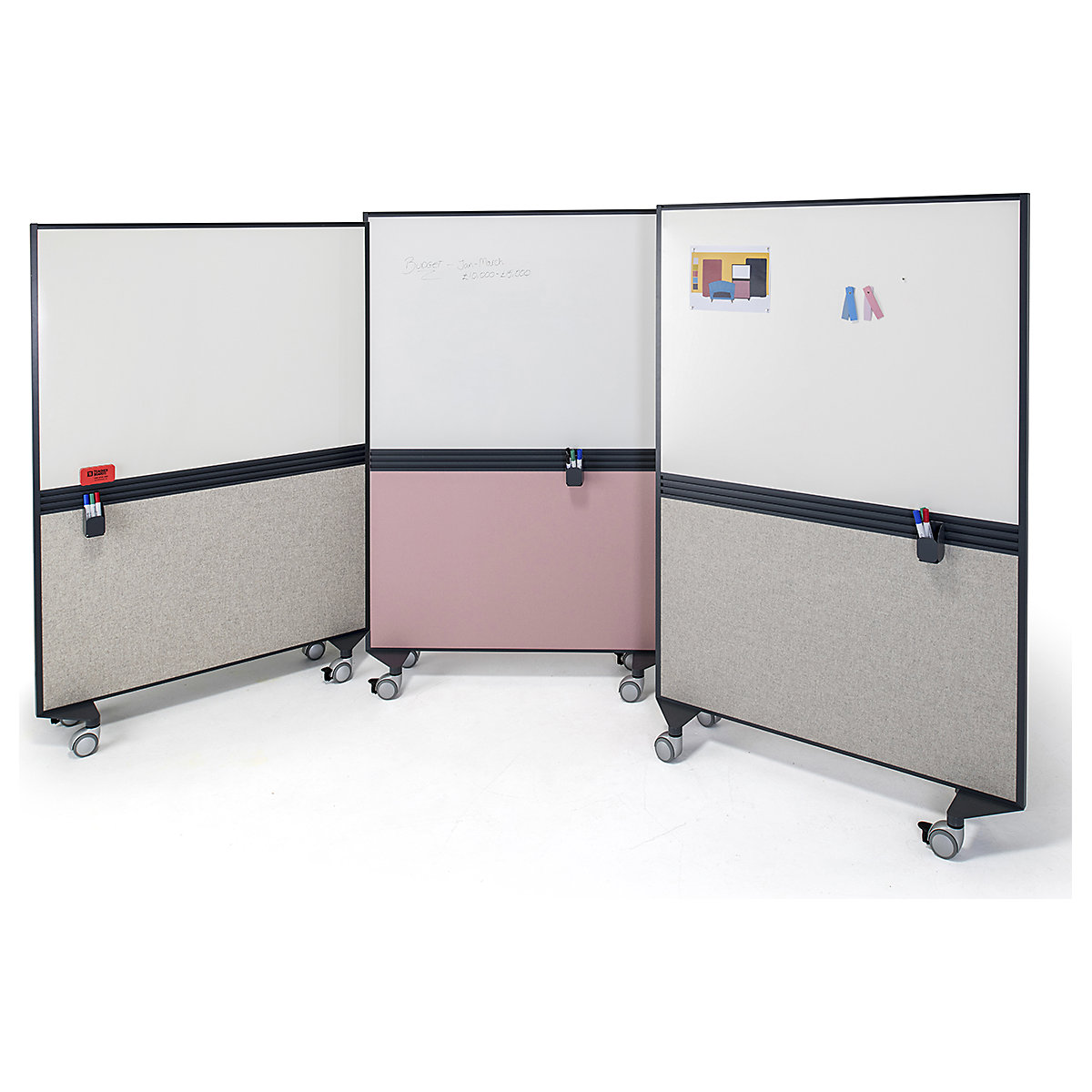 Moto Mobile Whiteboard and Fabric Screen