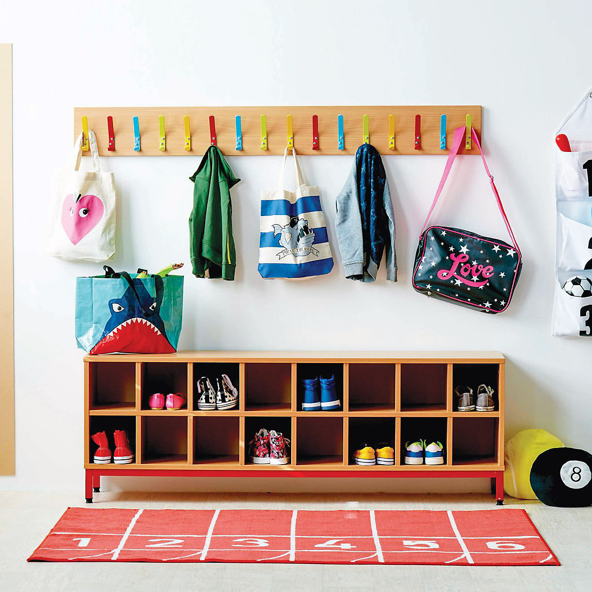 Classroom Storage Benches with 16 Open Compartments