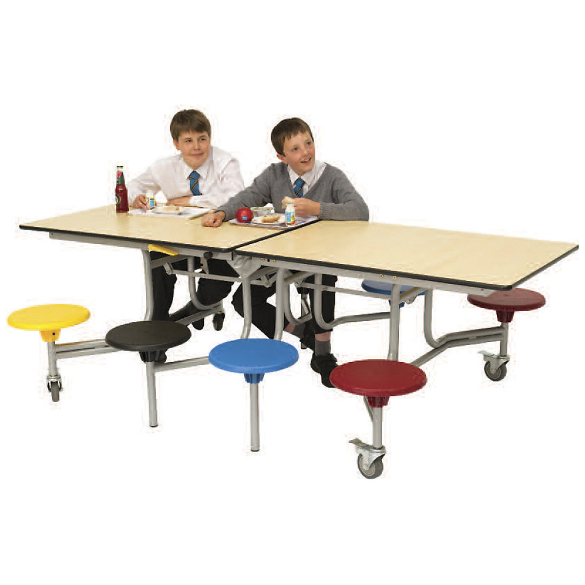 Classic Rectangular Mobile Dining Units Canteen Chair & Table Unit