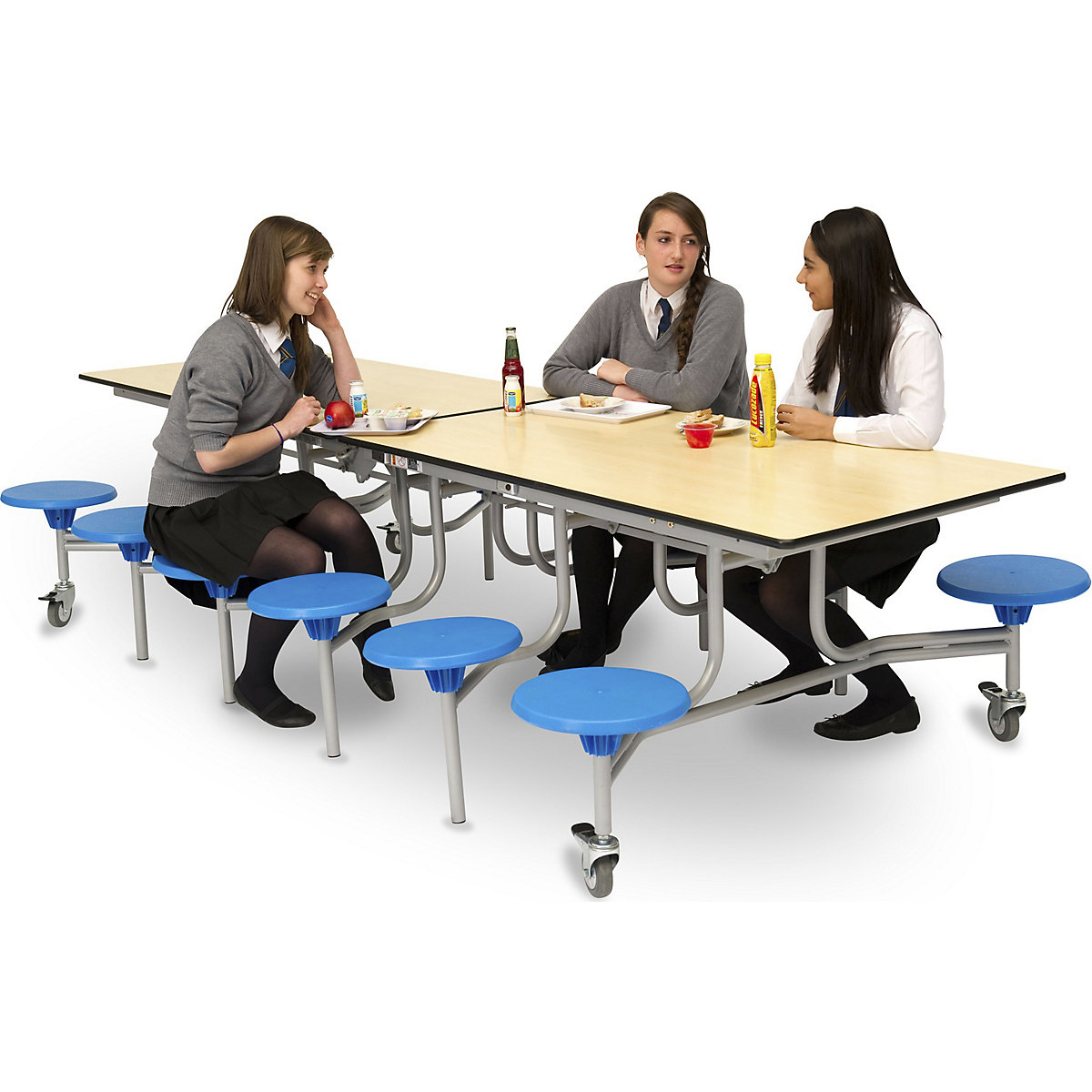 Classic Rectangular Mobile Dining Units Canteen Chair & Table Unit (Product illustration 3)-2