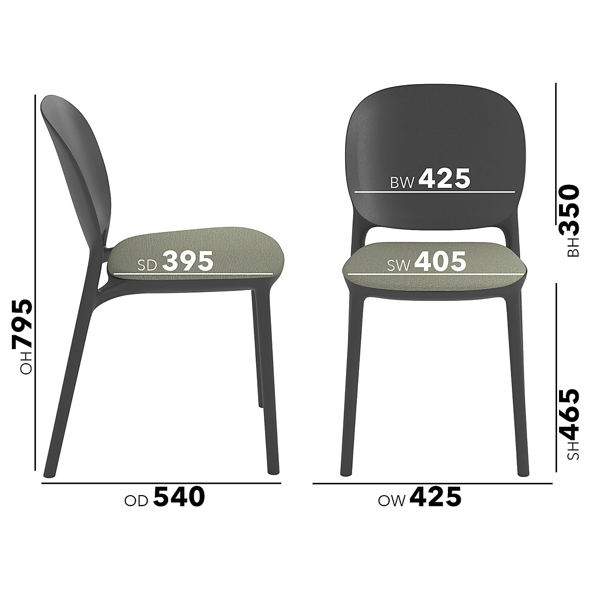 Dams Evergreen Eco Padded Bistro Chair (Pack of 2) (Product illustration 14)-13