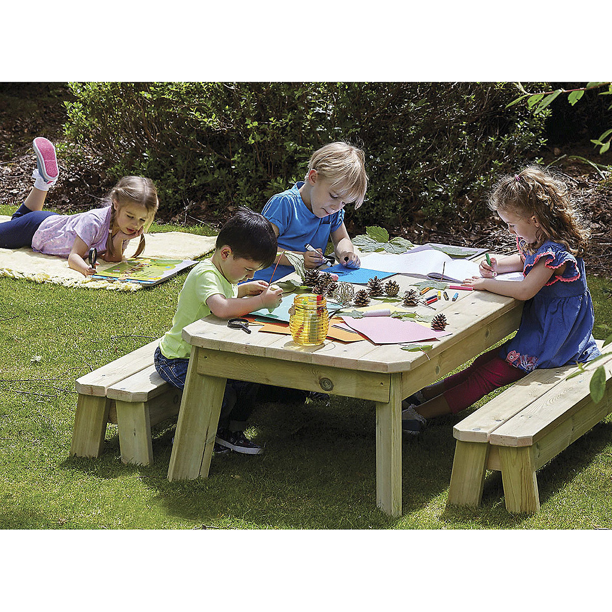Millhouse Preschool Rectangular Table & Bench Set Outdoor Furniture & Play