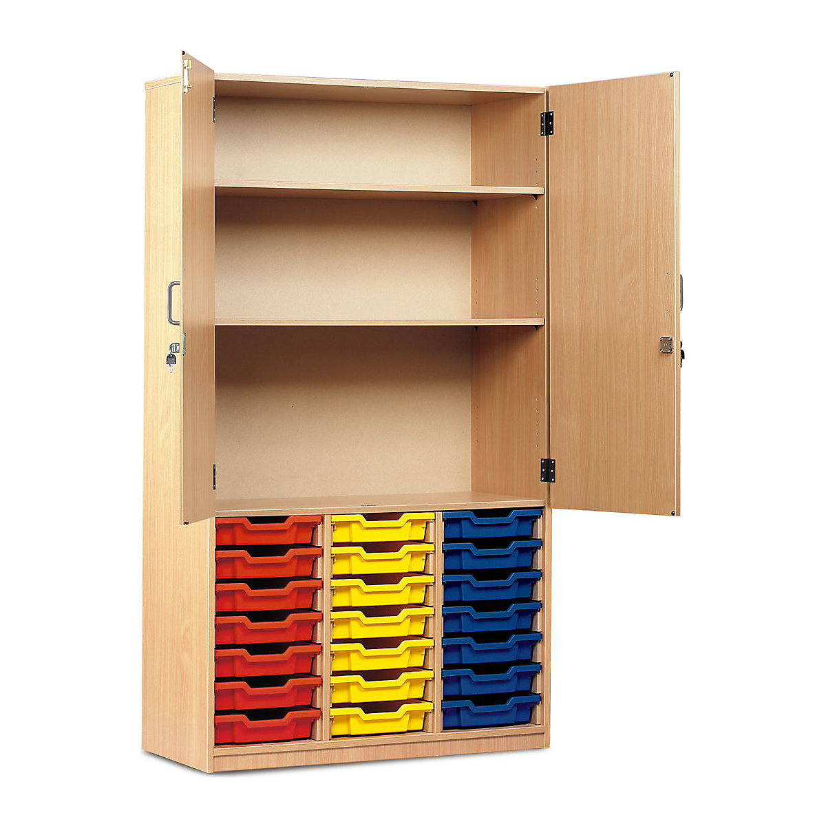 21 Single Tray Wooden Units With Half Lockable Doors