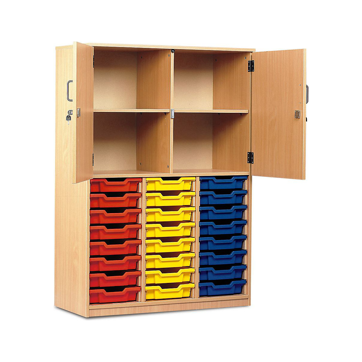 24 Single Tray Wooden Units With Half Lockable Doors