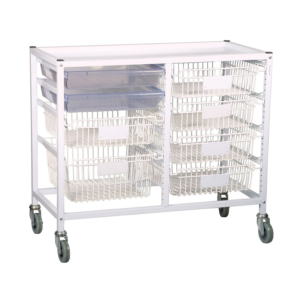 Classic Double Column Trolleys With 2 Trays & 6 Baskets