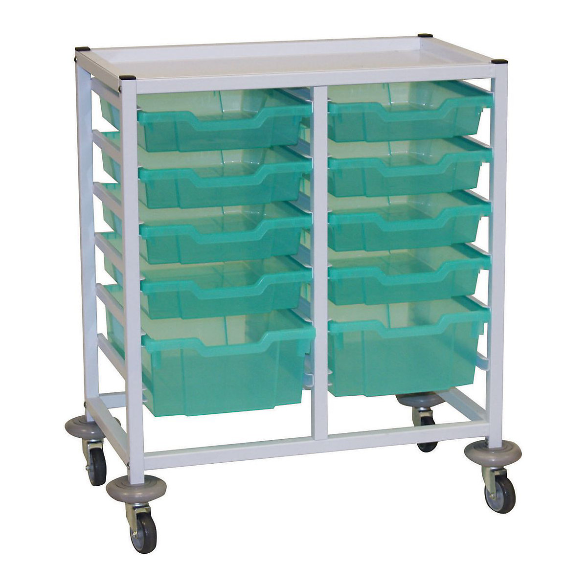Compact Double Column Trolleys With 8 Shallow & 2 Deep Trays