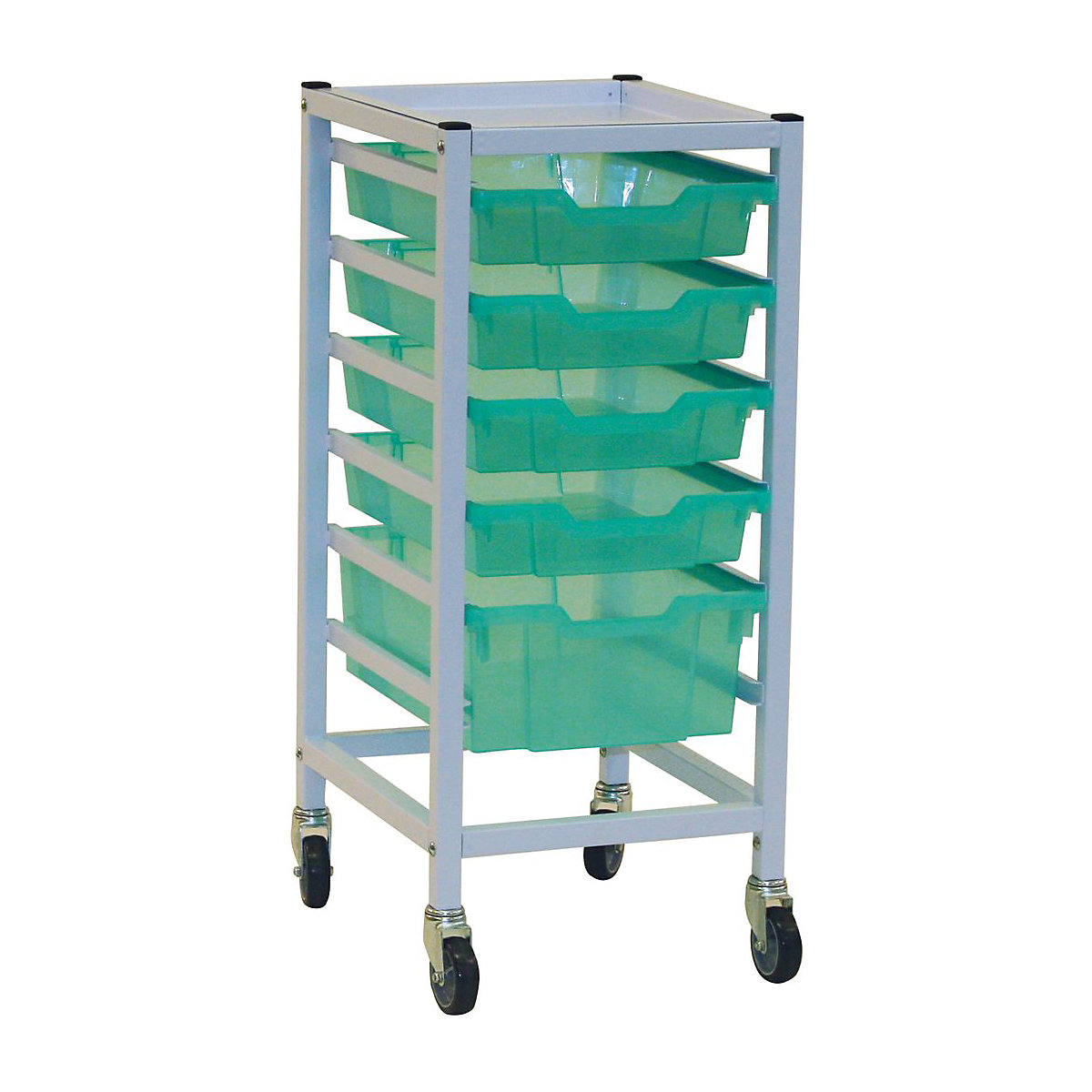 Compact Single Column Trolleys With 4 Shallow & 1 Deep Tray